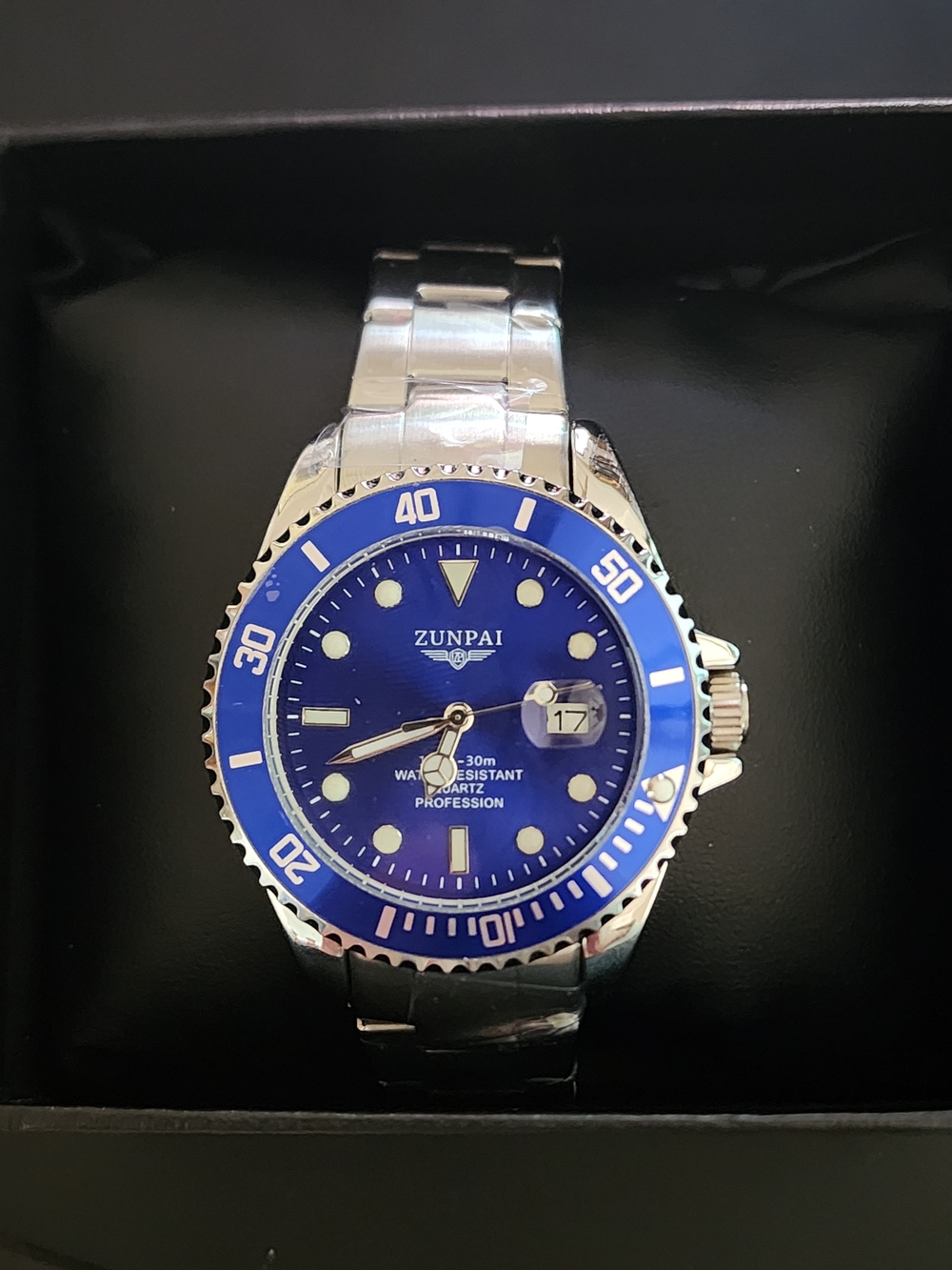 Zunpai Men's Blue Dial Stainless Steel Watch